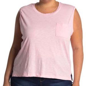 MADEWELL Pull-On Crew-Neck Pocket Slub Muscle Candy Pink NEW Tank Top Women's 2X